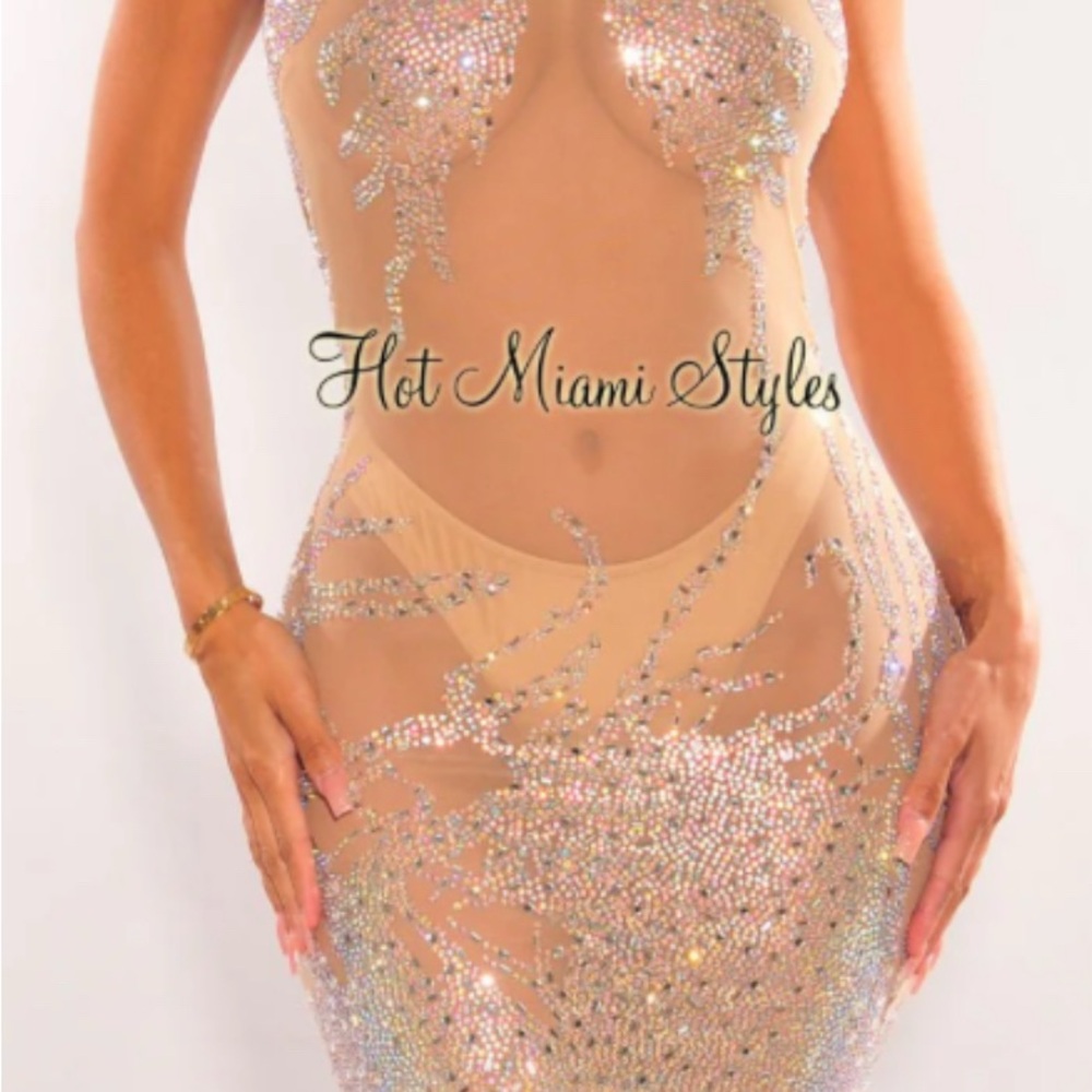 Hot Miami Styles Women's‎ Glittering Nude Dress
